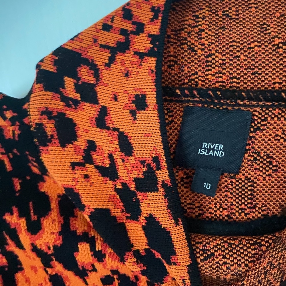 River Island Orange and Black Snake Print Mock Neck Bodycon Sexy Dress Sz S - Picture 3 of 5